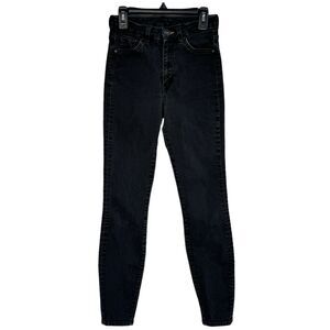 H&M &Denim SZ 25 Super Skinny Ankle Jeans High-Waist Stretch Black Wash Womens